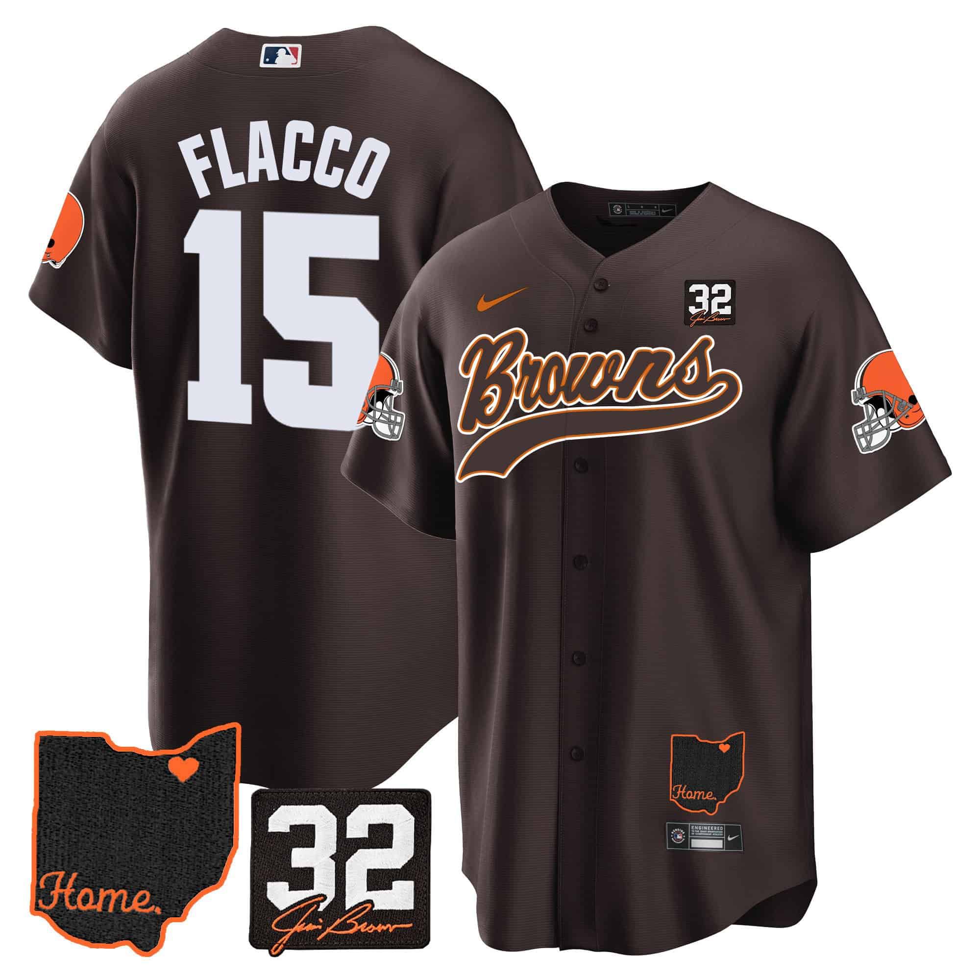 Men Cleveland Browns #15 Flacco Brown Memorial Home Patch Baseball 2024 Nike NFL Jersey style 1->indianapolis colts->NFL Jersey
